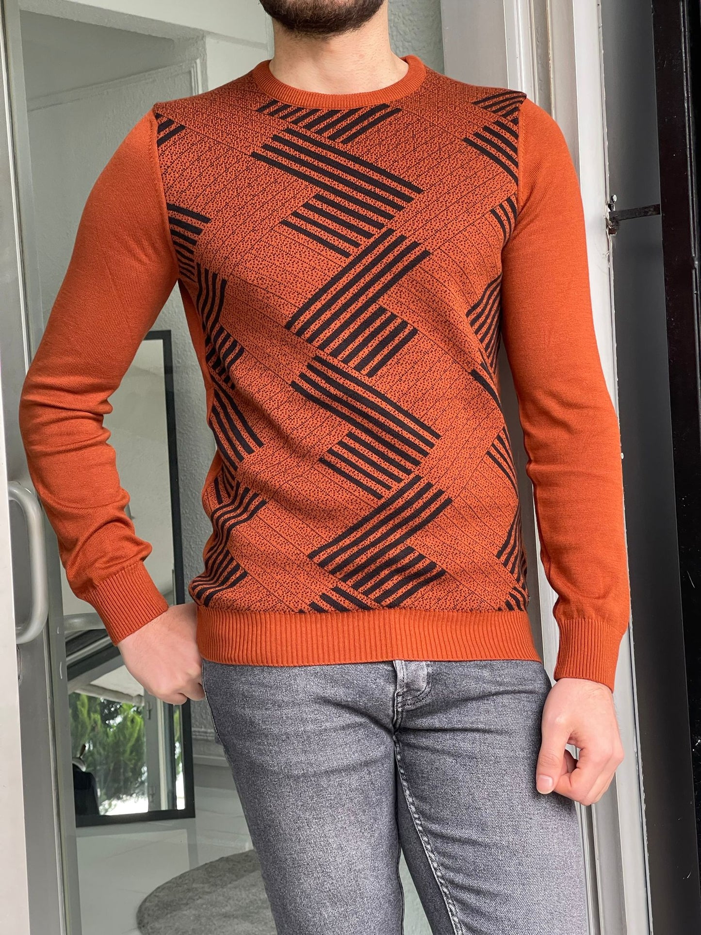 Tucson Tile Patterned Slim Fit Sweater