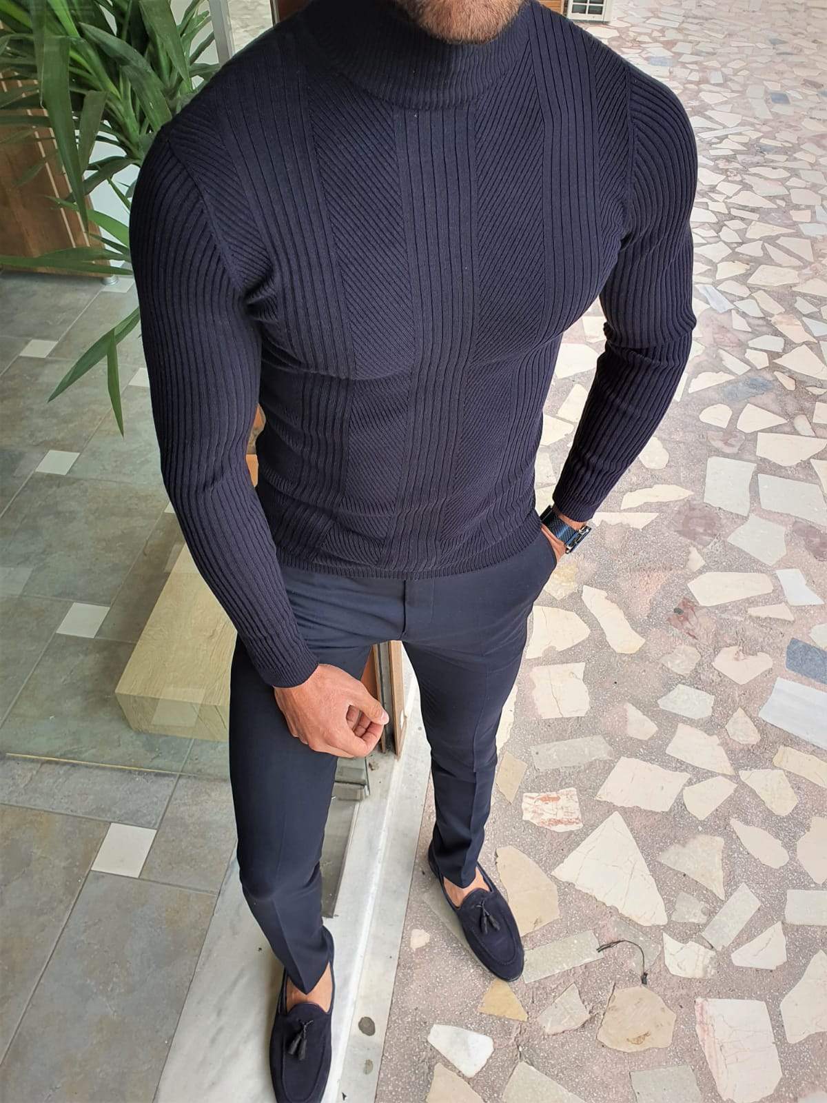 Ascona Navy Blue Turtleneck Knitwear