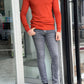 Hamilton Orange Slim Fit Turtleneck Sweater