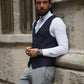 Augusta Dark Blue Slim Fit Buttoned Vest