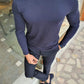Napoca Navy Blue Slim Fit Sweater