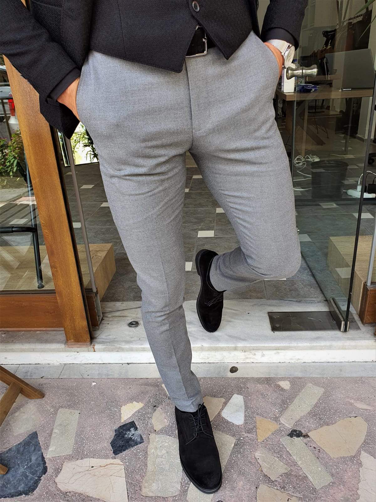 Napoca Gray Slim Fit Pants