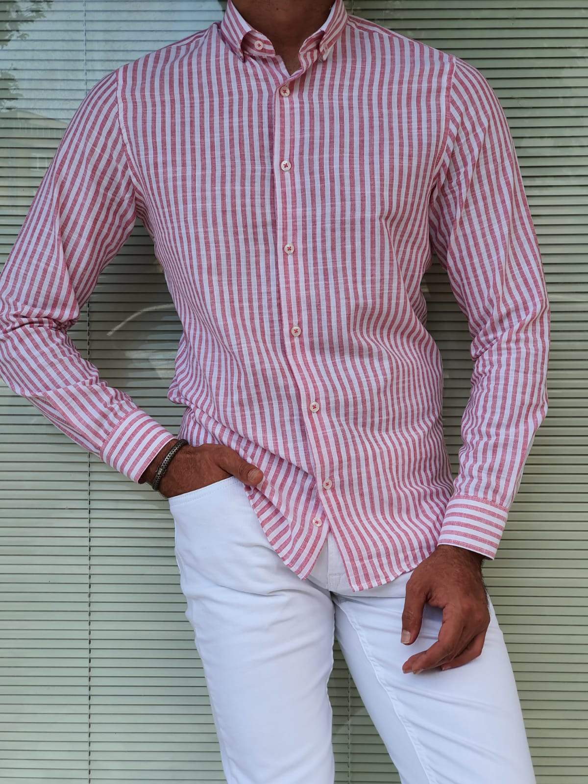 Guarda Red Striped Slim Fit Shirt