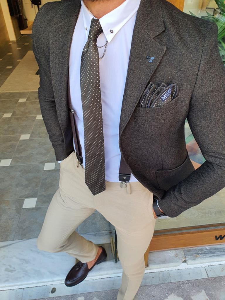 Genoa Khaki Slim Fit Blazer