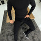 Dayton Black Slim Fit Half Turtleneck Sweater