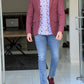 Oliver Red Self-Patterned Slim Fit Blazer