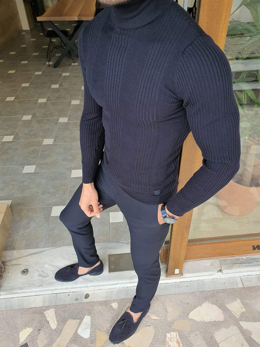 Ascona Navy Blue Turtleneck Knitwear