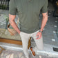 Alvaro Khaki Striped Slim Fit T-Shirt