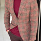Orlando Beige Plaid Slim Fit Blazer