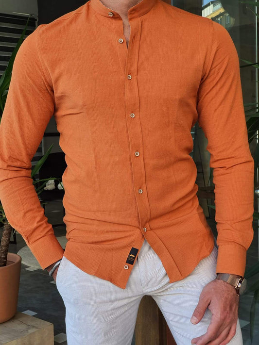 Varese Orange Patterned Slim Fit Shirt