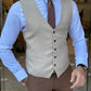 Augusta Beige Slim Fit Buttoned Vest