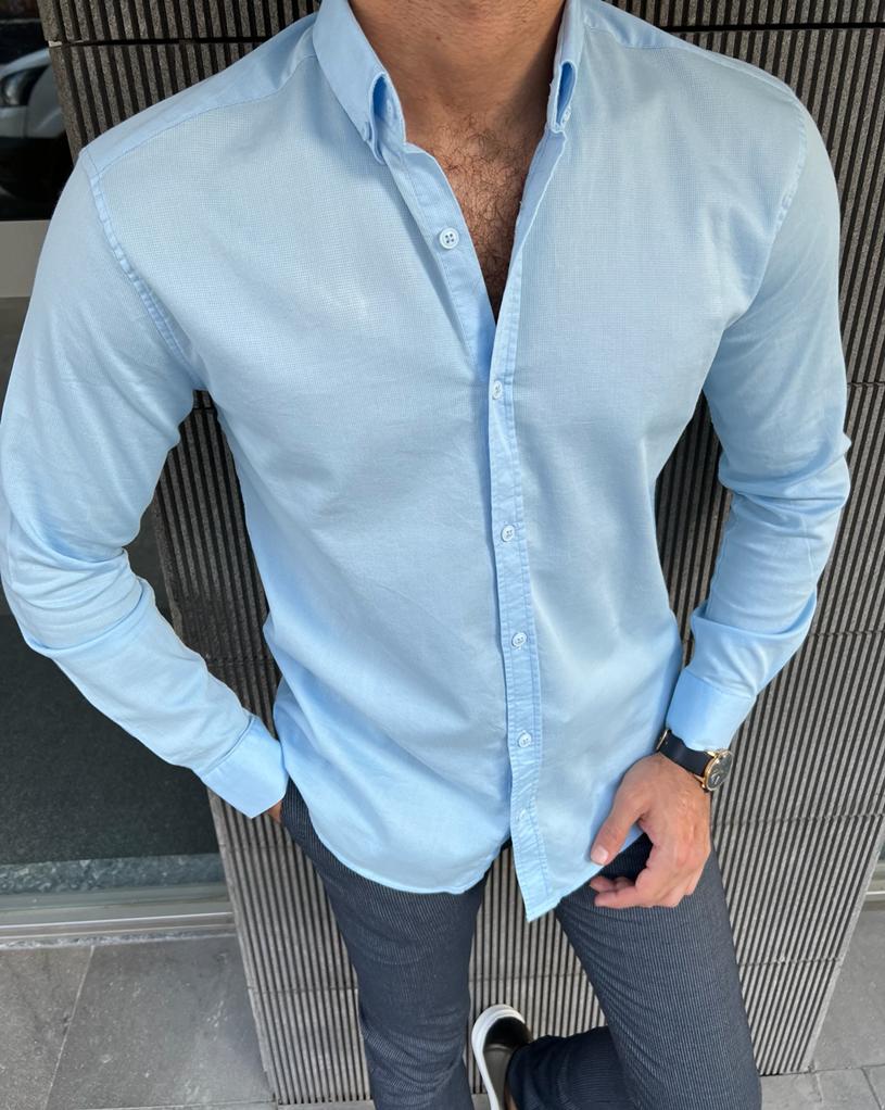 Erik Blue Slim Fit Shirt