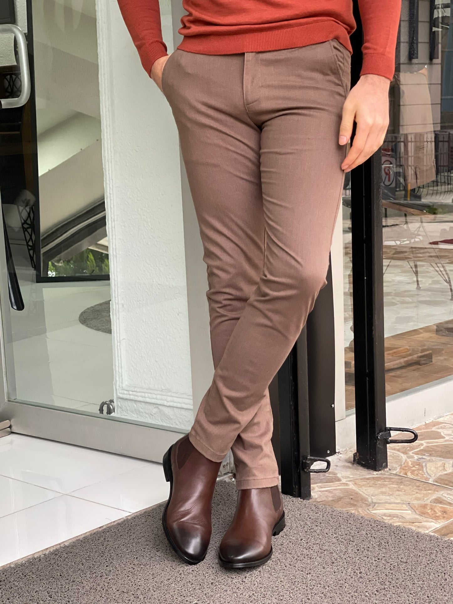 Madison Light Brown Slim Fit Pants