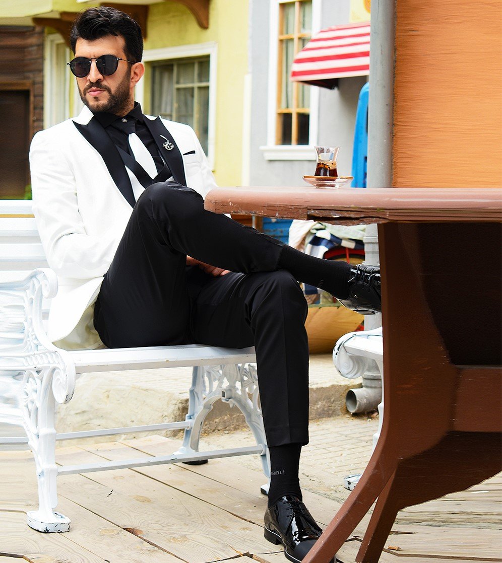 Marna Ecru Slim Fit Tuxedo Suit