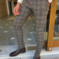 Tresviso Brown Plaid Slim Fit Pants