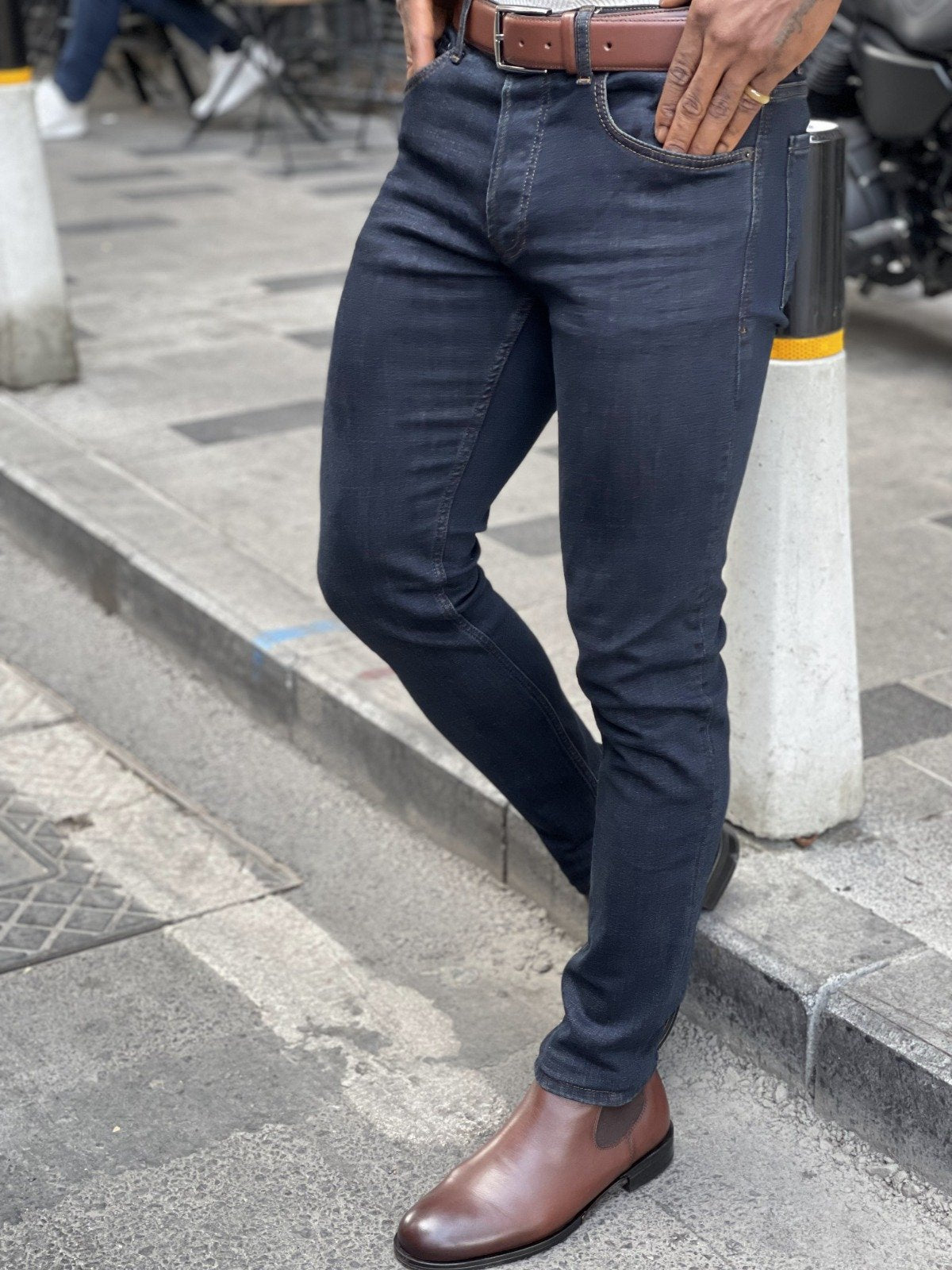 Modena Navy Blue Slim Fit Pants