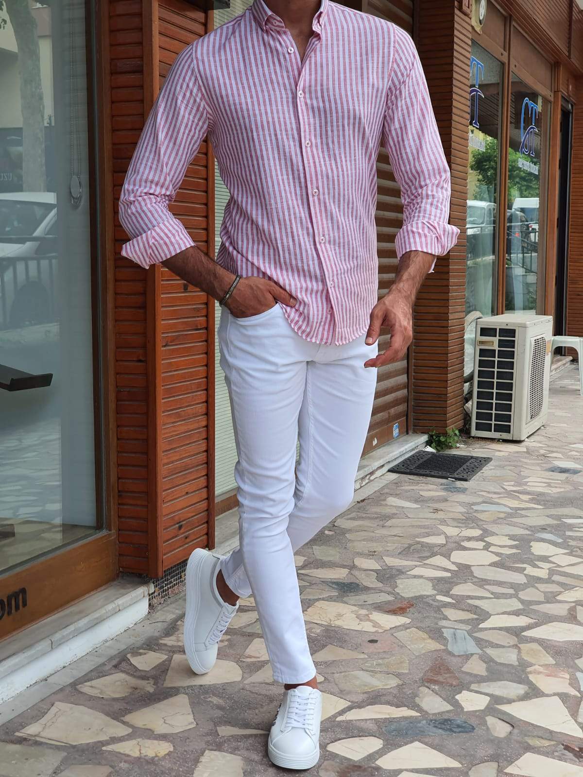 Guarda Red Striped Slim Fit Shirt