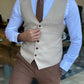 Augusta Beige Slim Fit Buttoned Vest