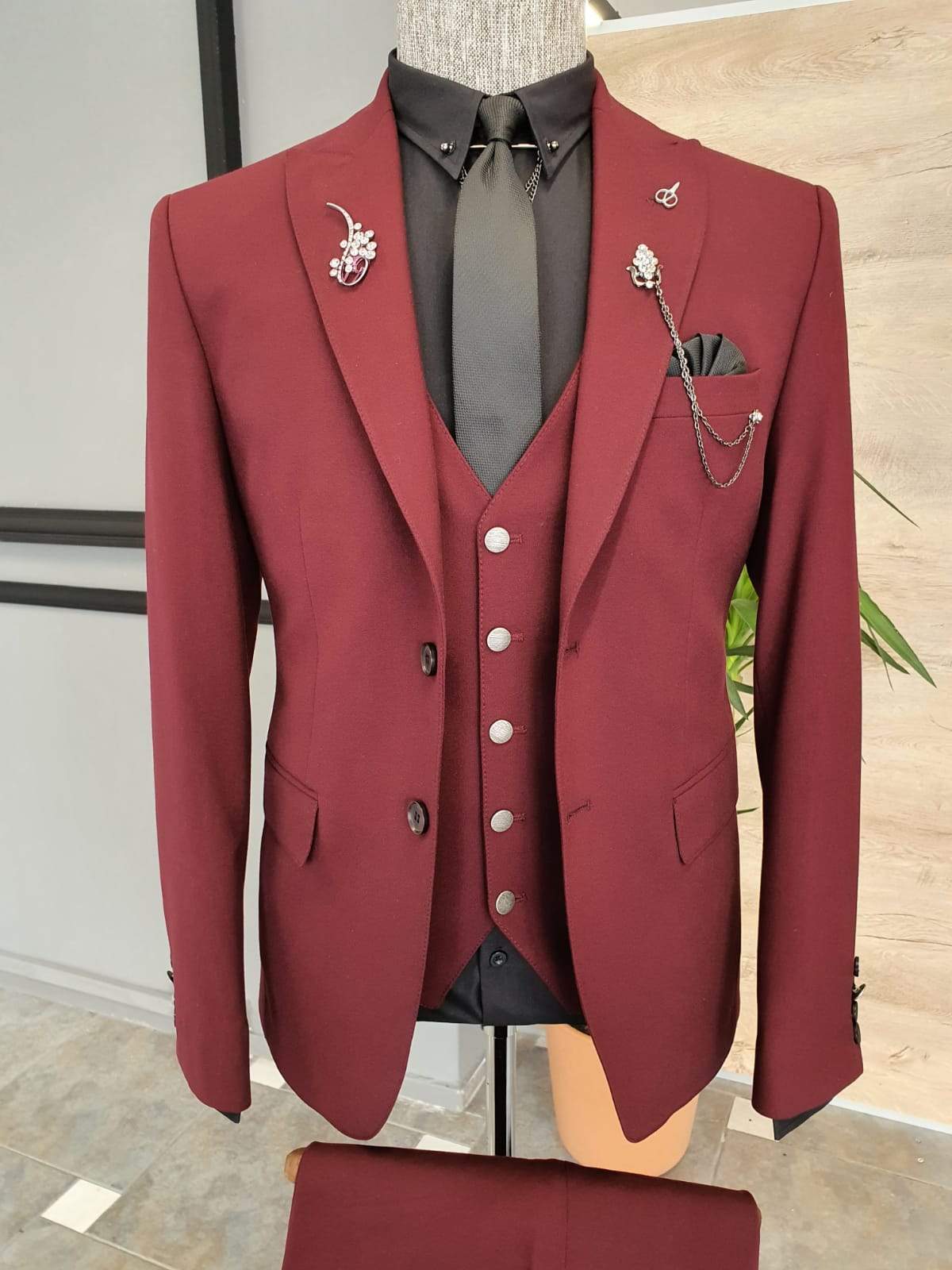 Varese Claret Red Slim Fit Suit