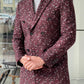 Denver Claret Red Patterned Double Breasted Slim Fit Coat