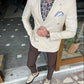 Nyon Beige Double Breasted Slim Fit Blazer