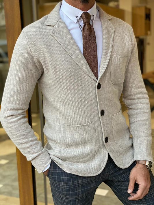 Dallas Beige  Slim Fit Pocket Jacket