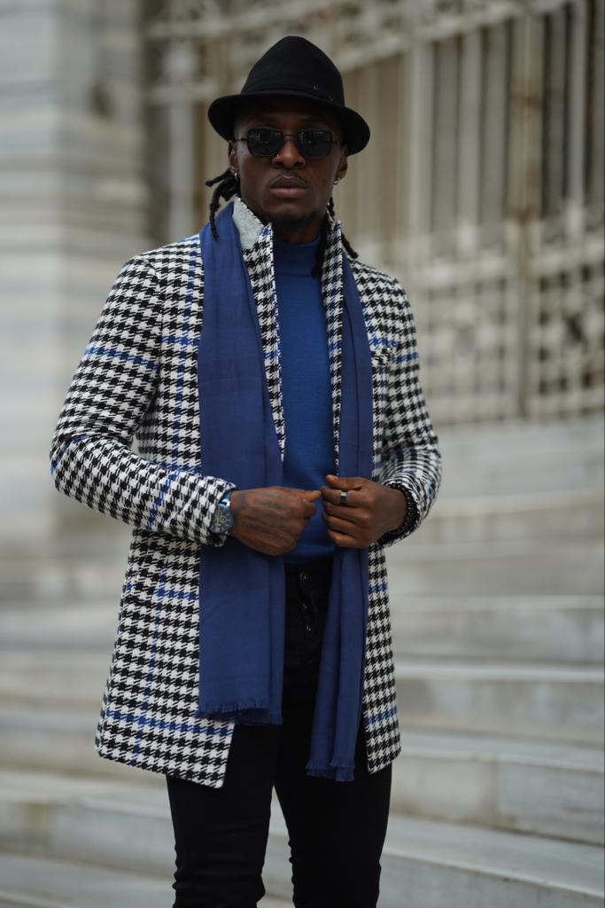 Venice Gray Plaid Slim Fit Coat