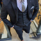 Palma Black Striped Slim Fit Suit
