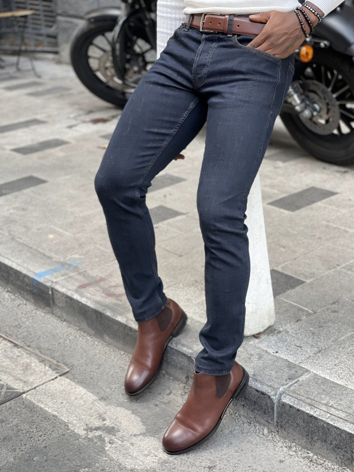 Modena Navy Blue Slim Fit Pants