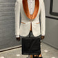 York Slim Fit Tuxedo Suit ( White & Orange )