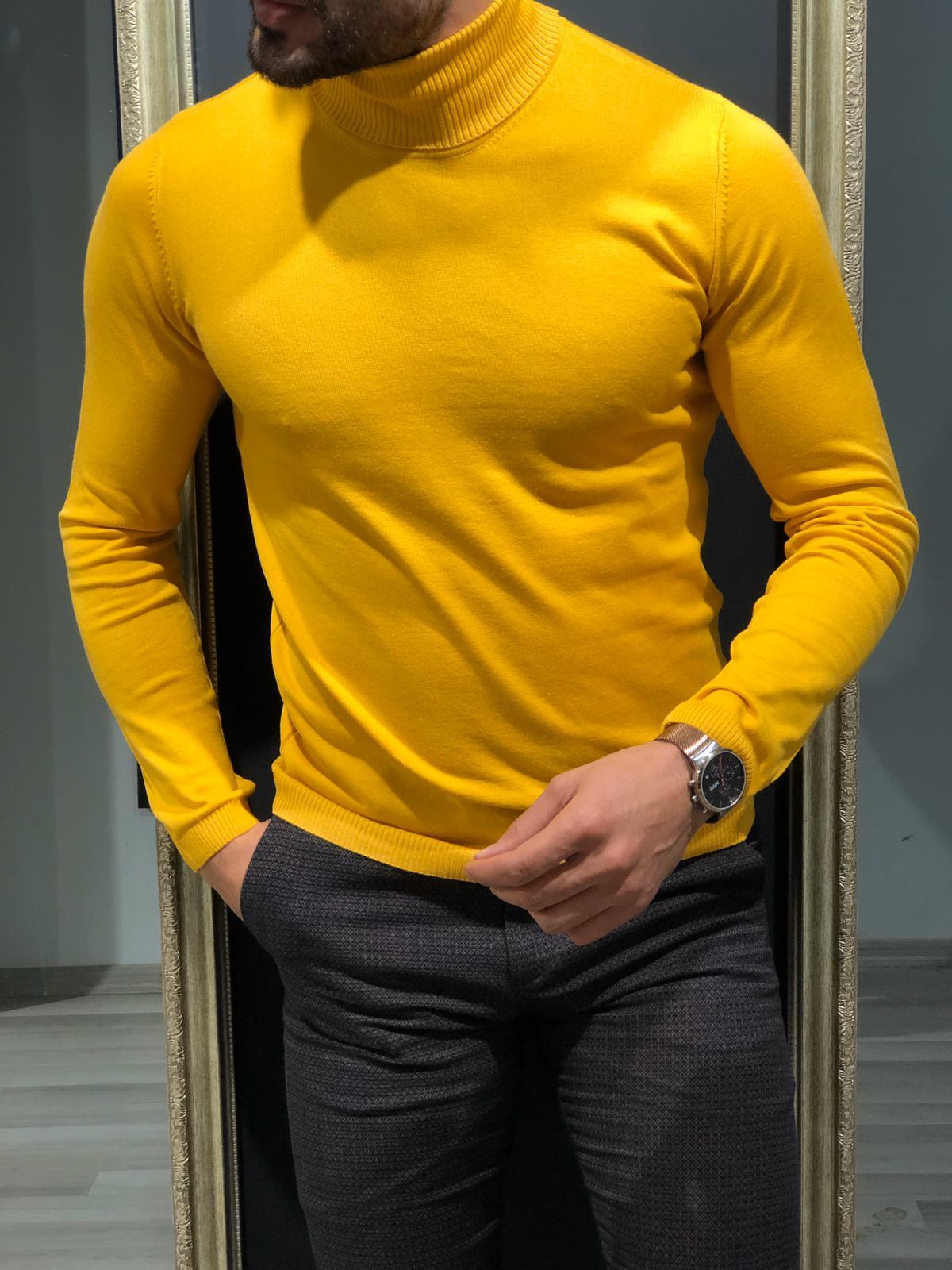 Lugano Yellow Turtleneck Knitwear