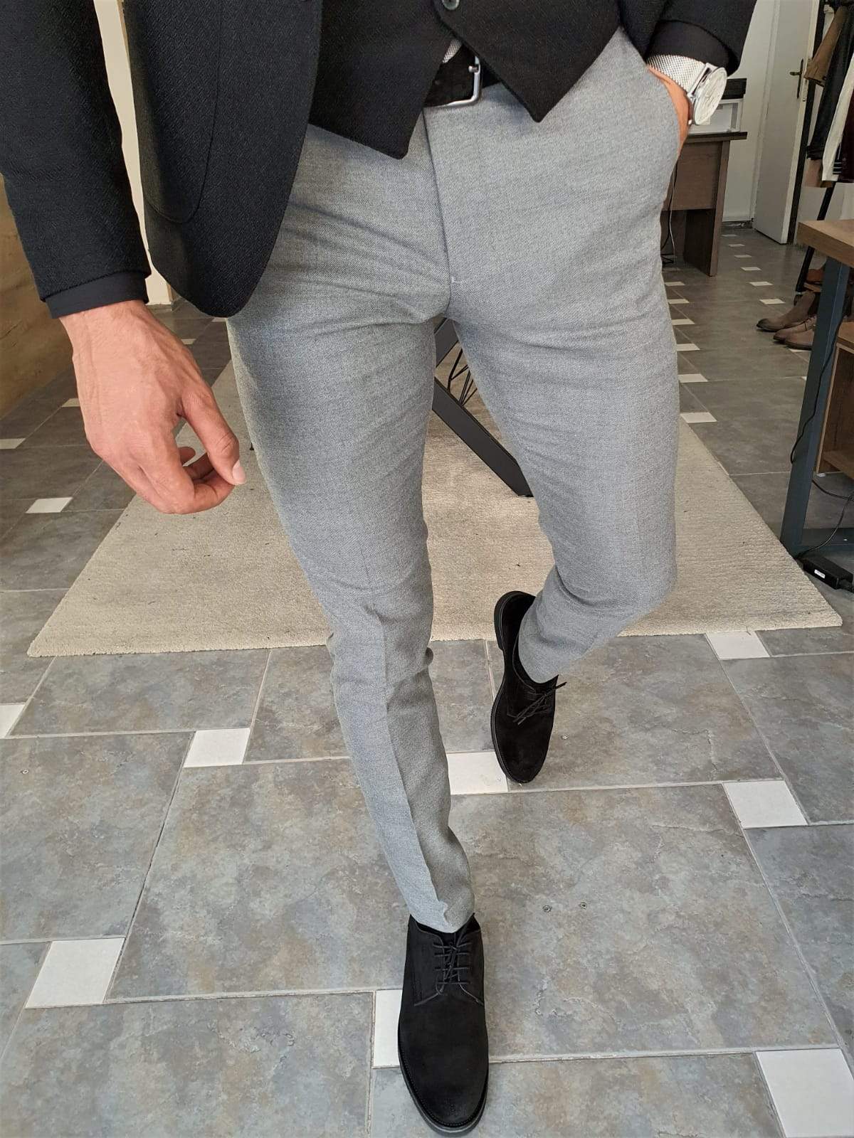 Napoca Gray Slim Fit Pants