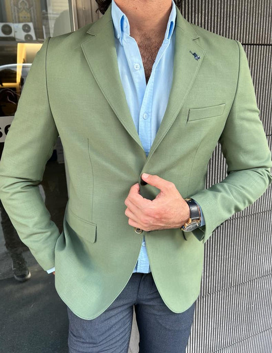 Erik Khaki Slim Fit Blazer