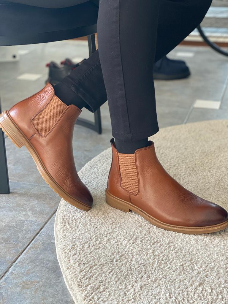 Dallas Camel Leather Chelsea Boots