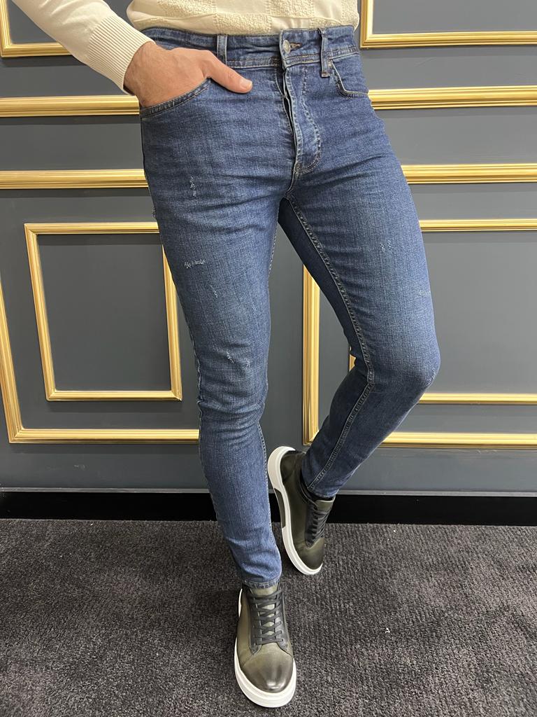 Ryan Blue Slim Fit Ripped Jeans