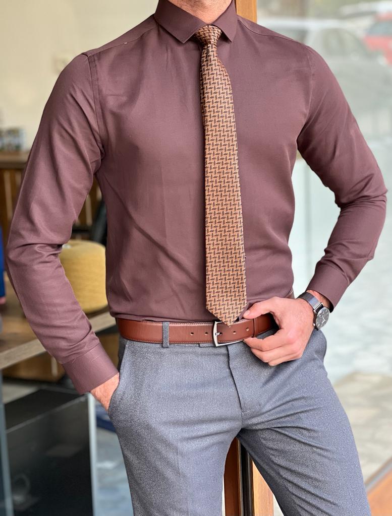 Adam Brown Slim Fit Shirt