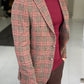 Orlando Beige Plaid Slim Fit Blazer
