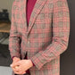 Orlando Beige Plaid Slim Fit Blazer