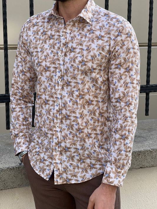 Seth Beige Patterned Shirt