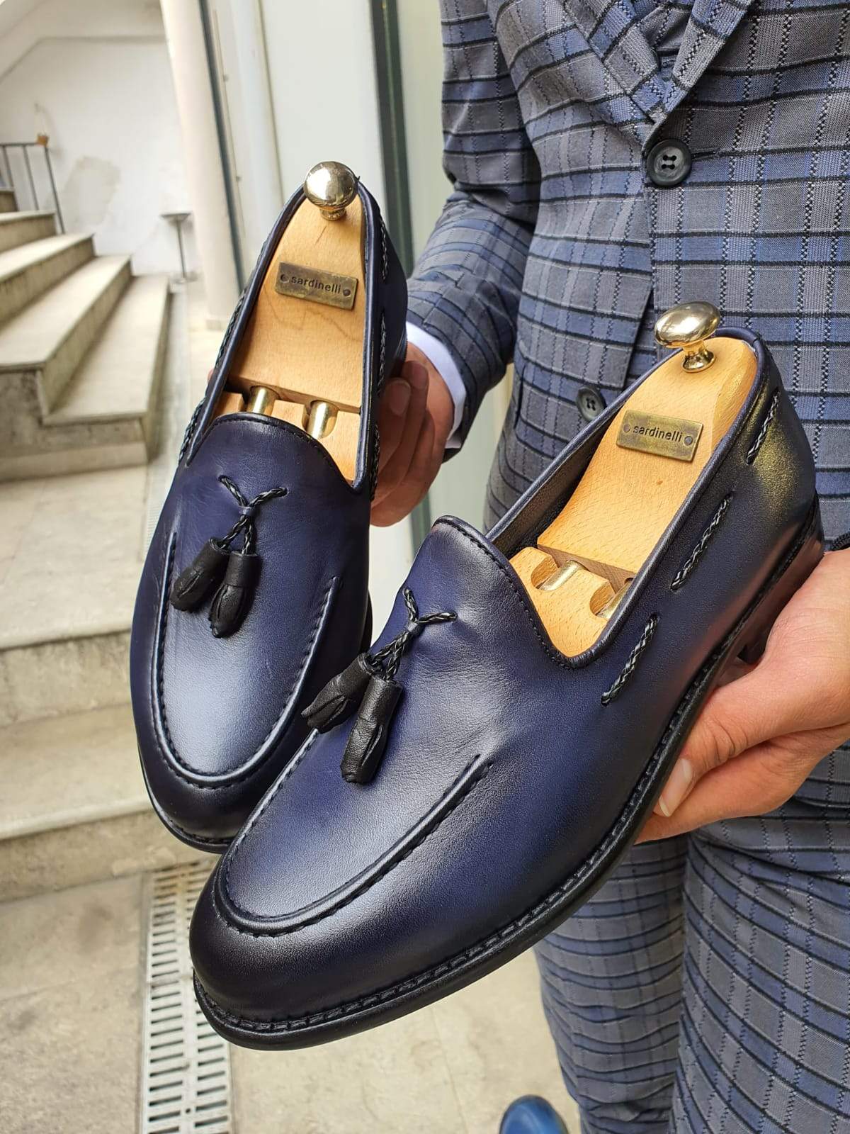 Bern Navy Blue Sardinelli Loafers