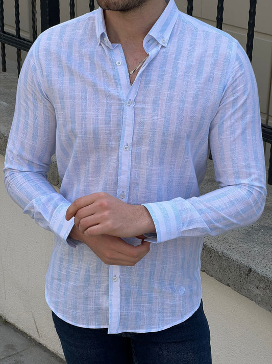 Parker Striped Shirt (White & Blue)