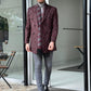 Denver Claret Red Patterned Double Breasted Slim Fit Coat