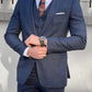 Logan Navy Blue Plaid Slim Fit Business Suit