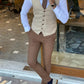 Augusta Beige Slim Fit Buttoned Vest