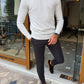 Aachen White Slim Fit Sweater