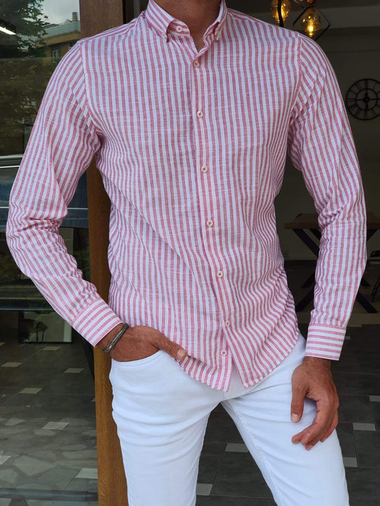 Guarda Red Striped Slim Fit Shirt