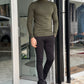 Hamilton Khaki Slim Fit Turtleneck Sweater