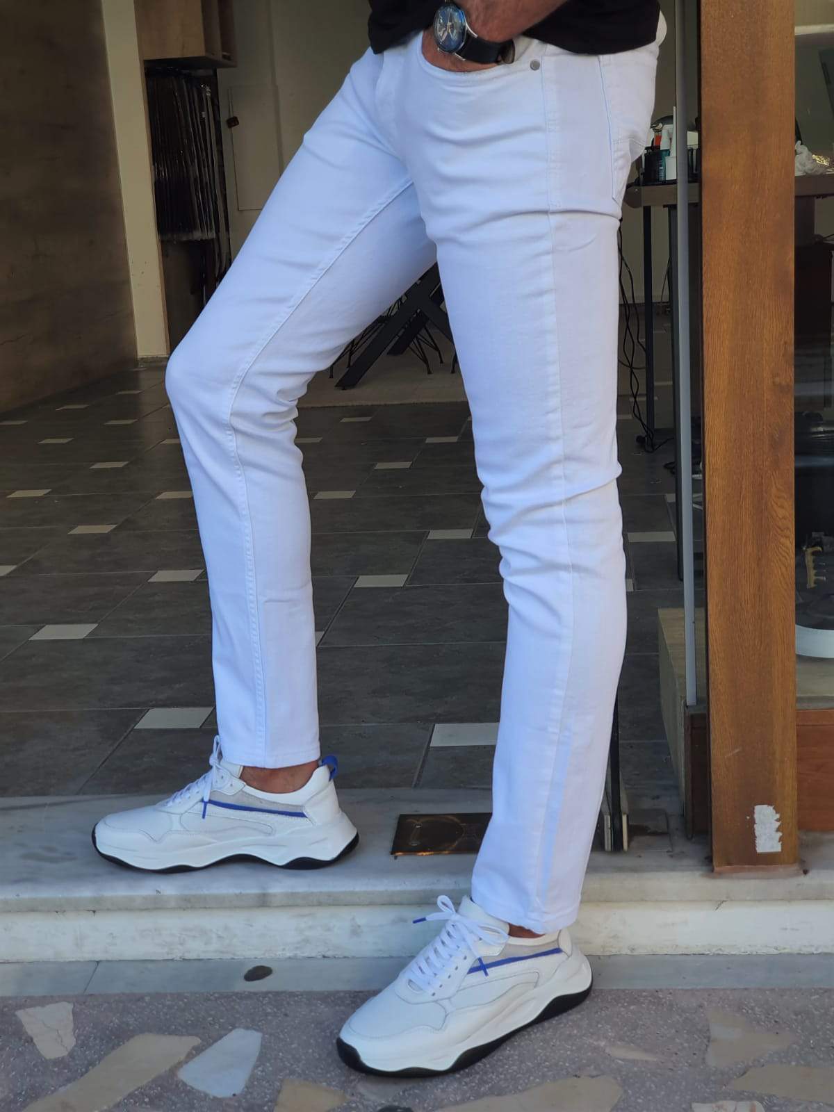 Elmore White Slim Fit Jeans