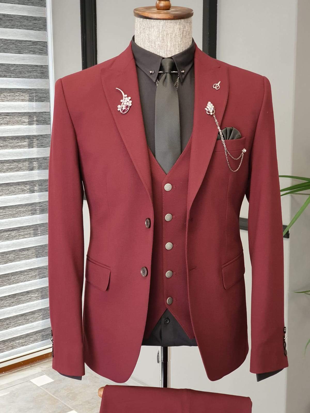 Varese Claret Red Slim Fit Suit