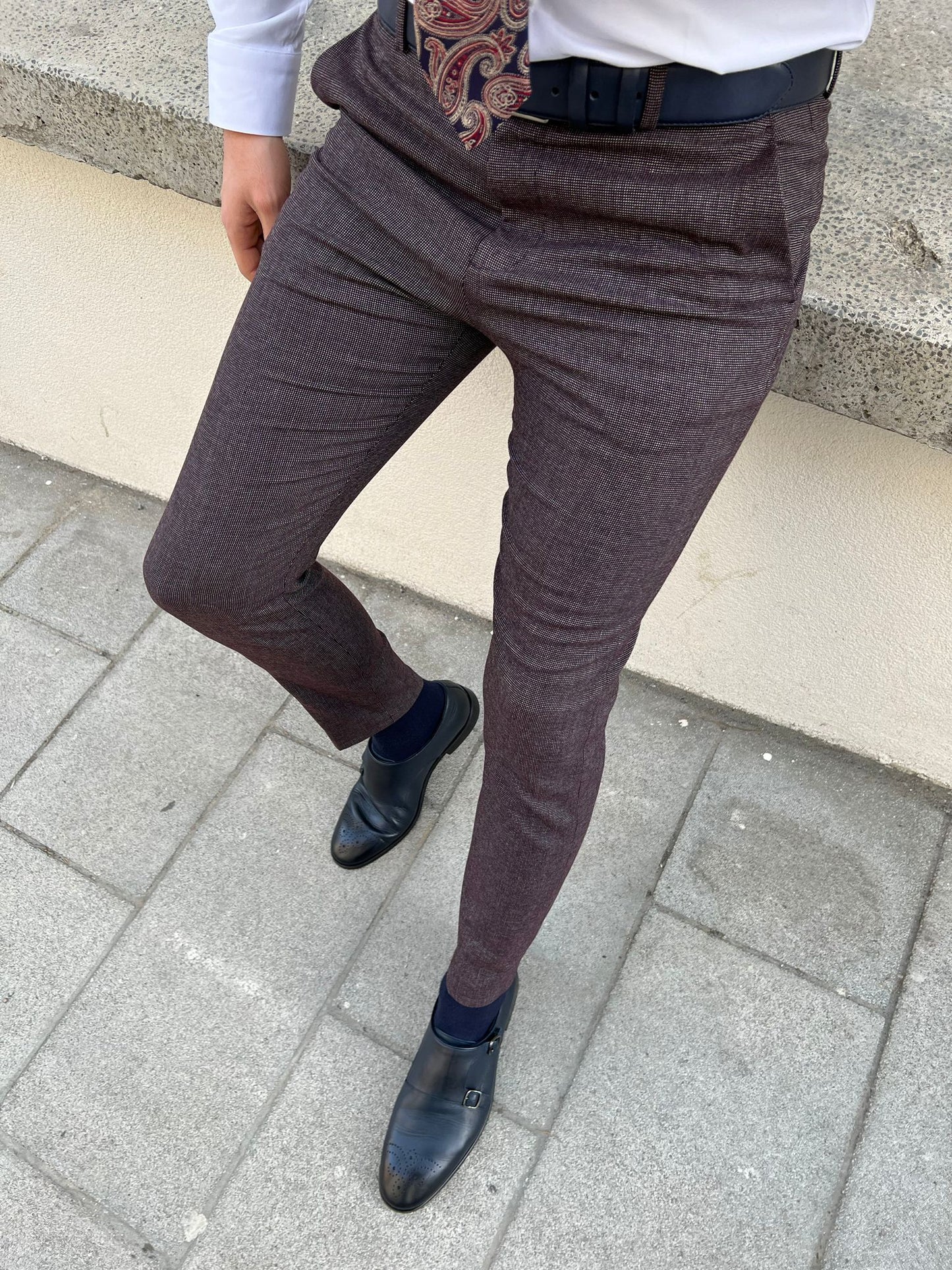 Thomas Claret Red Super Slim Fit Pants